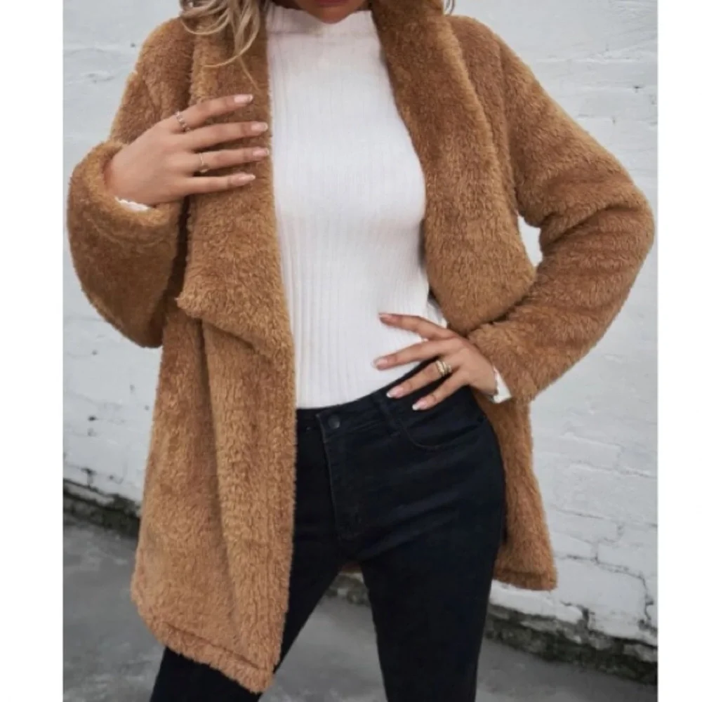 Cozy open front teddy coat